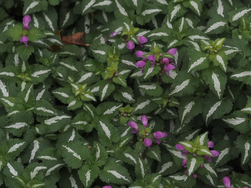 a plant with pink flowers and white stripes down their leaves