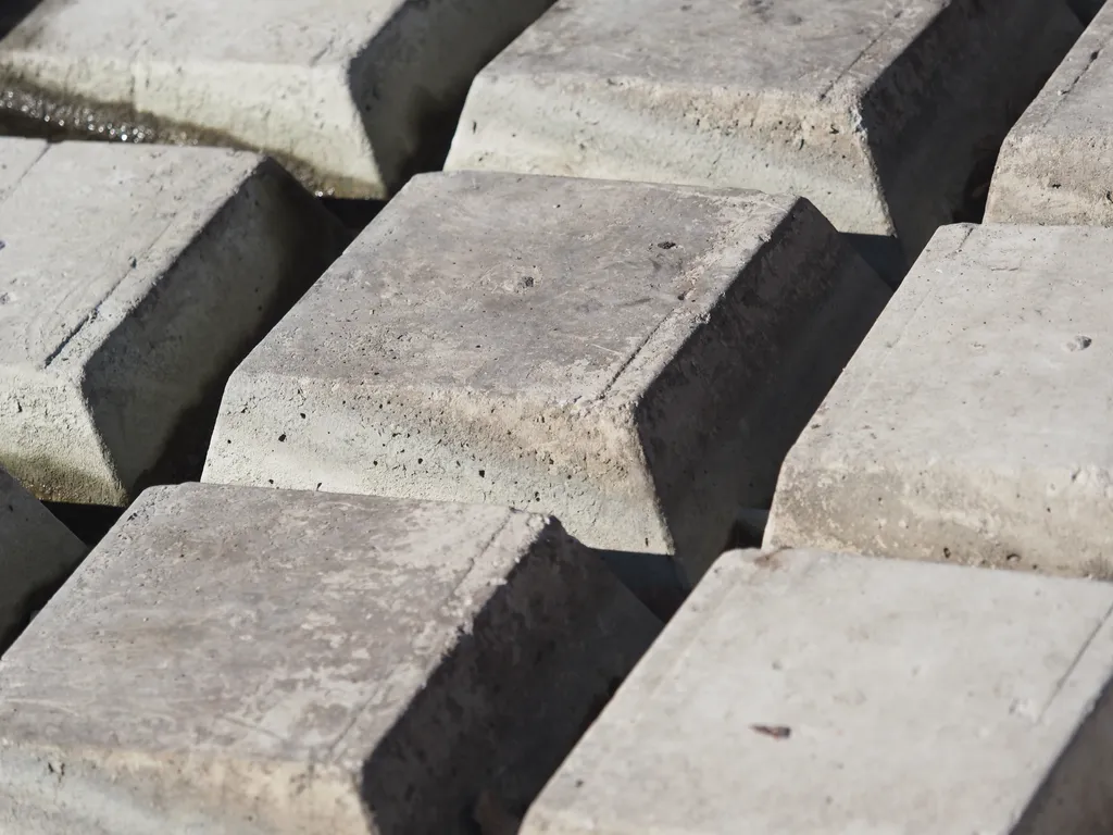 concrete blocks for lowering a boat into a river