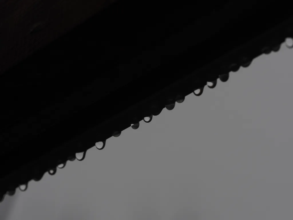 water droplets on an overhang