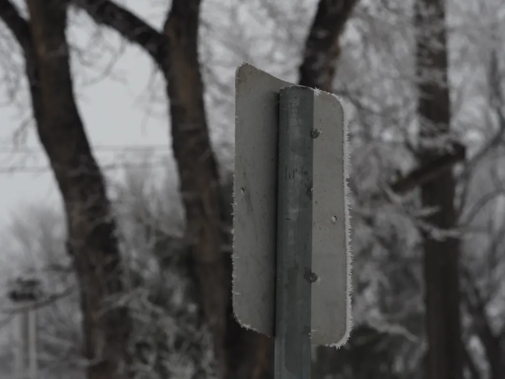 frost on a traffic sign