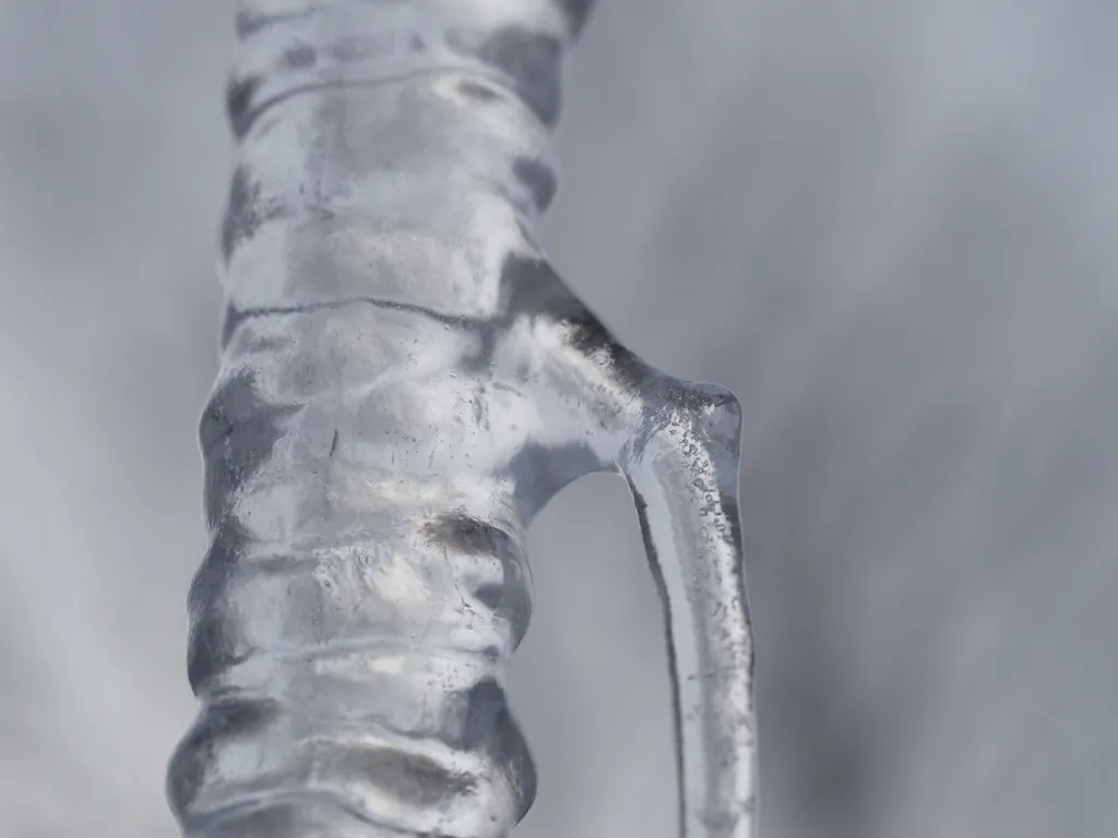 a split in an icicle