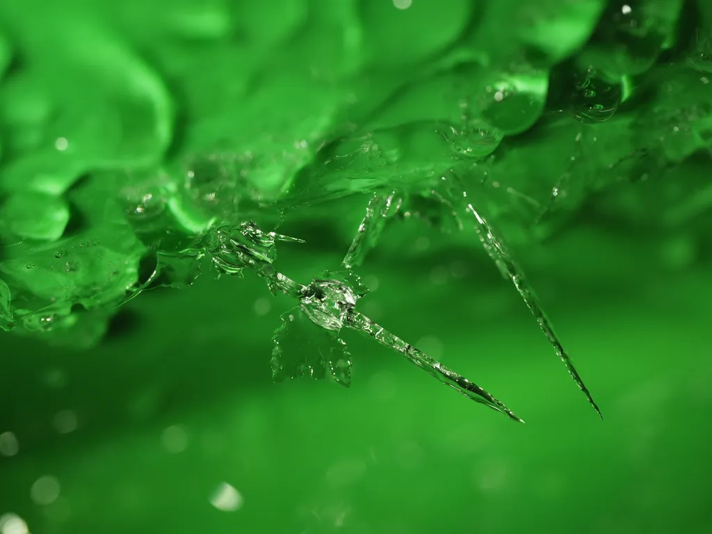 spiky ice on the inside of a bucket