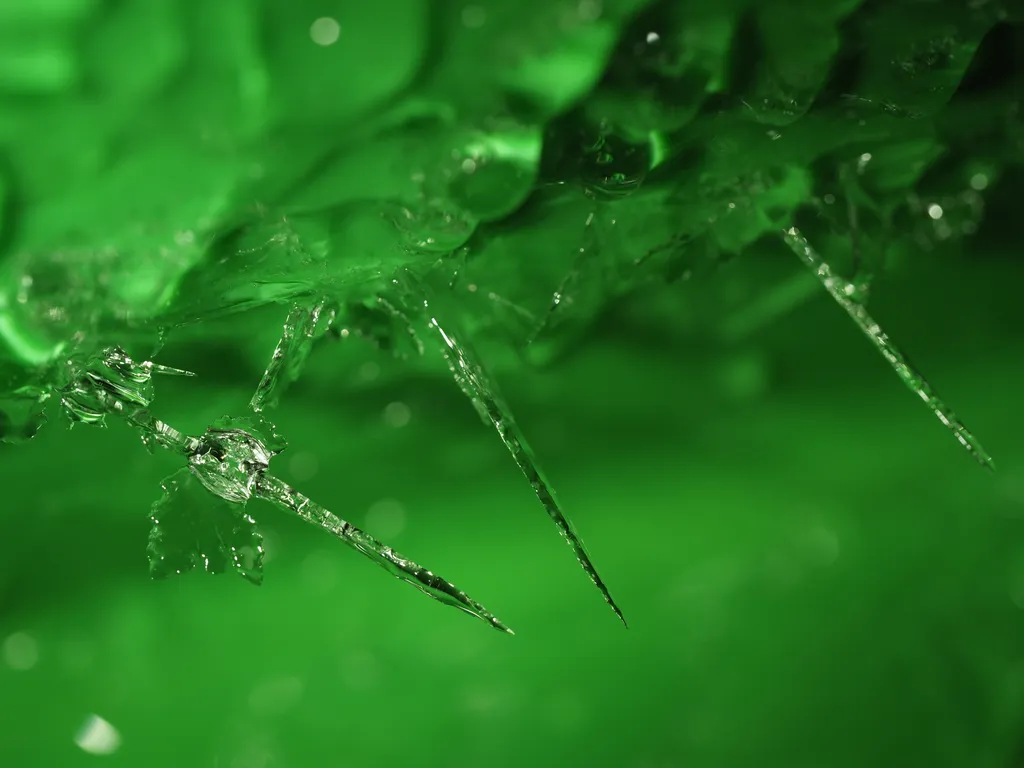 spiky ice on the inside of a bucket