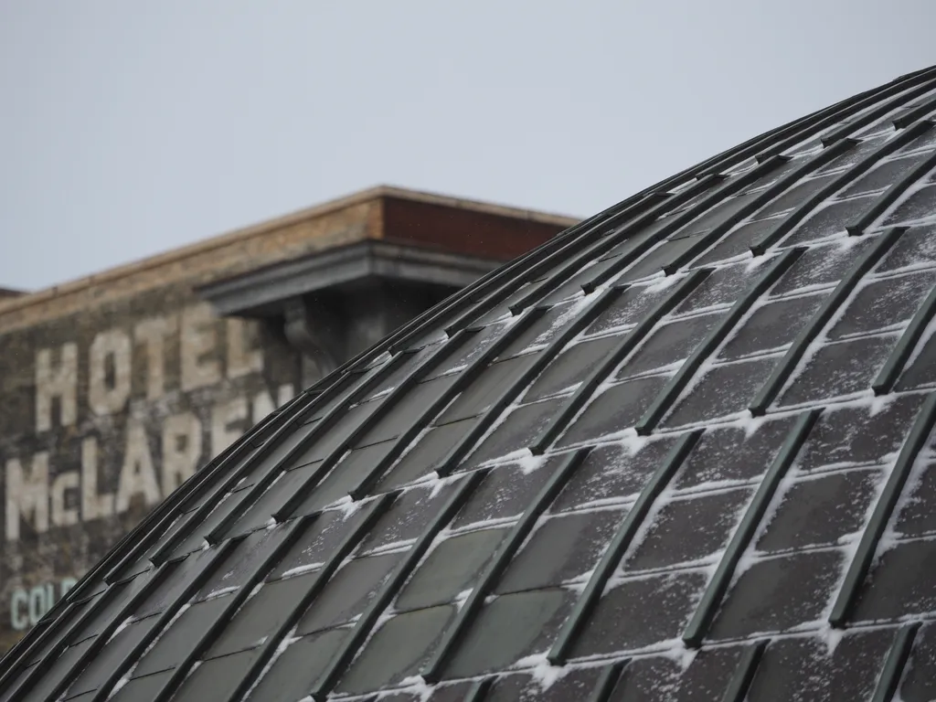 snow on a planetarium dome