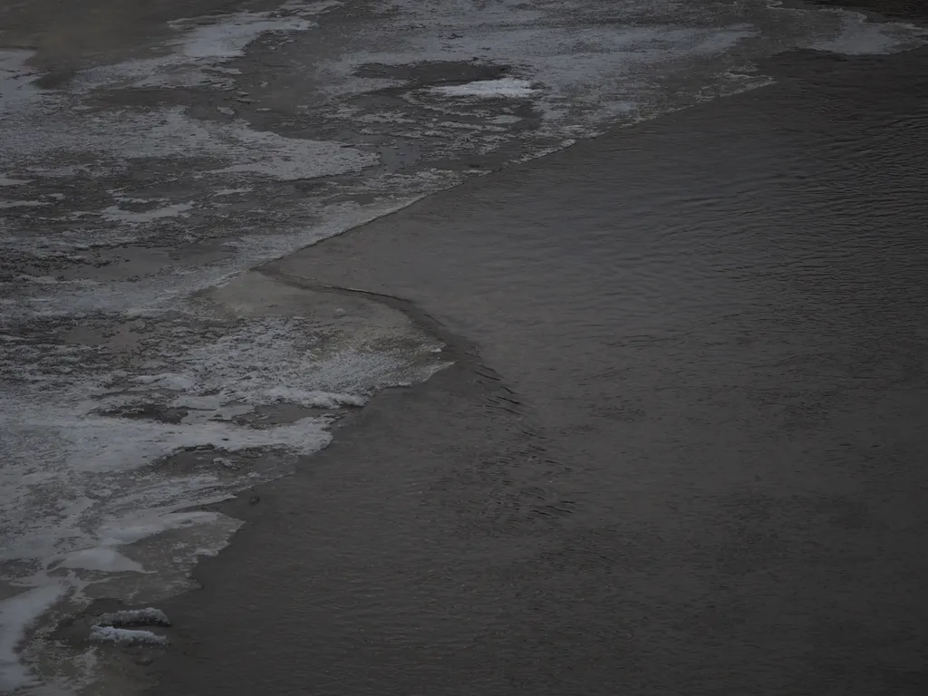 a partially-frozen river