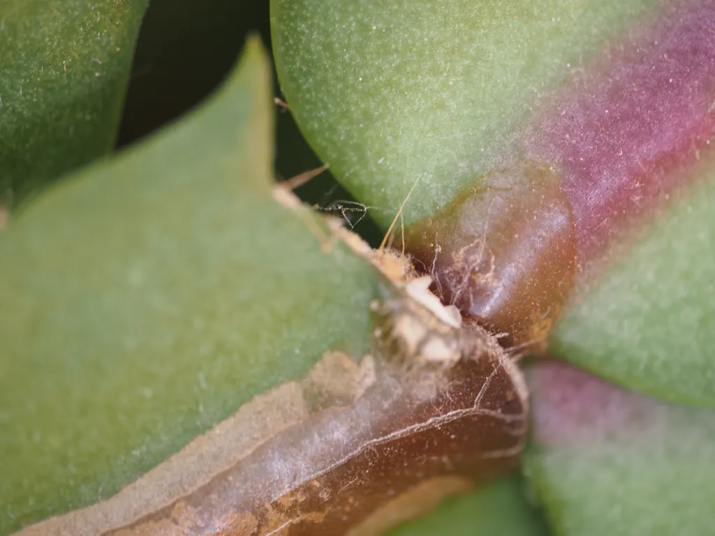 the 'joint' of a section of a christmas cactus