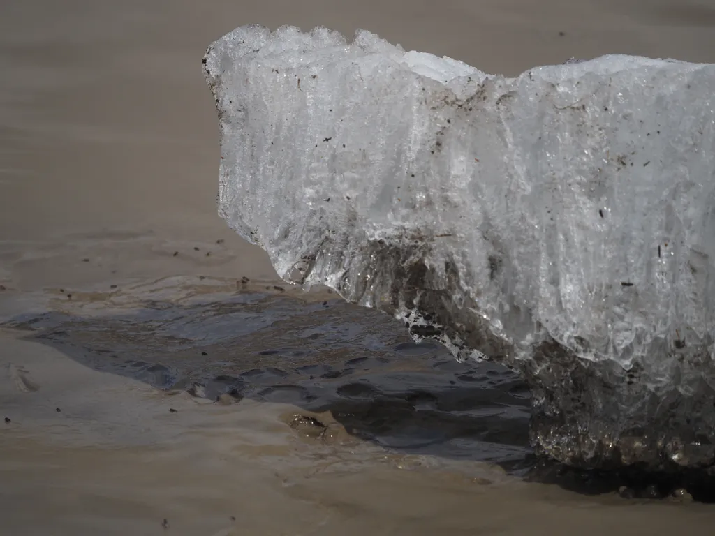 ice on the shore of a river