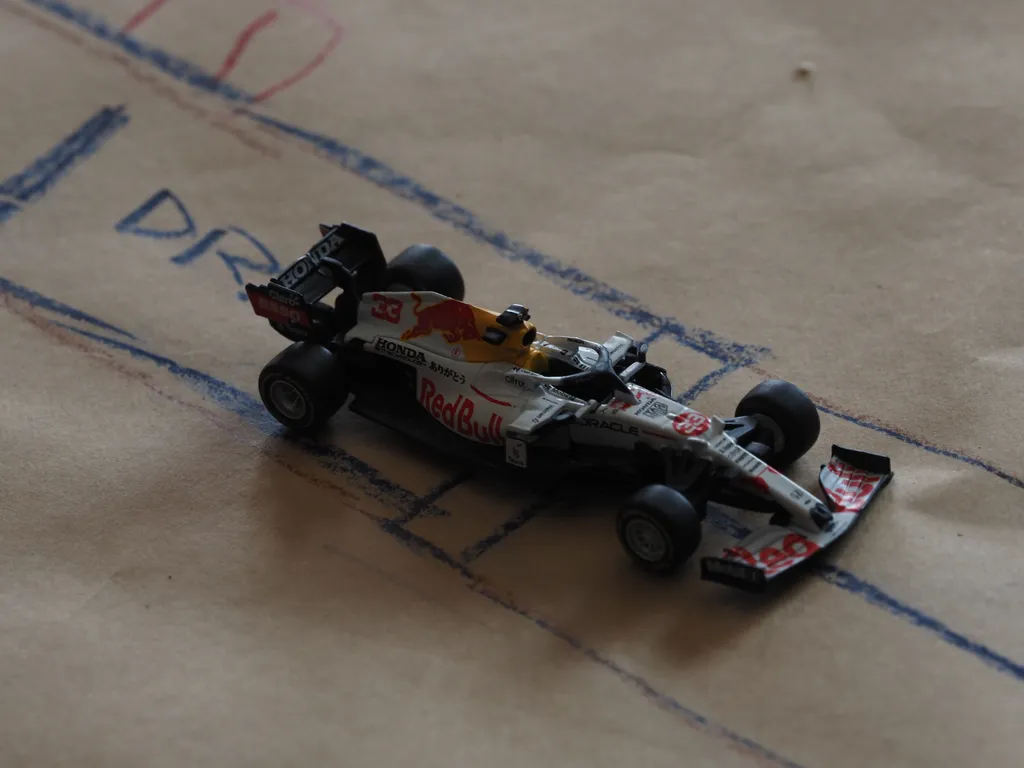 a race car on a hand drawn track