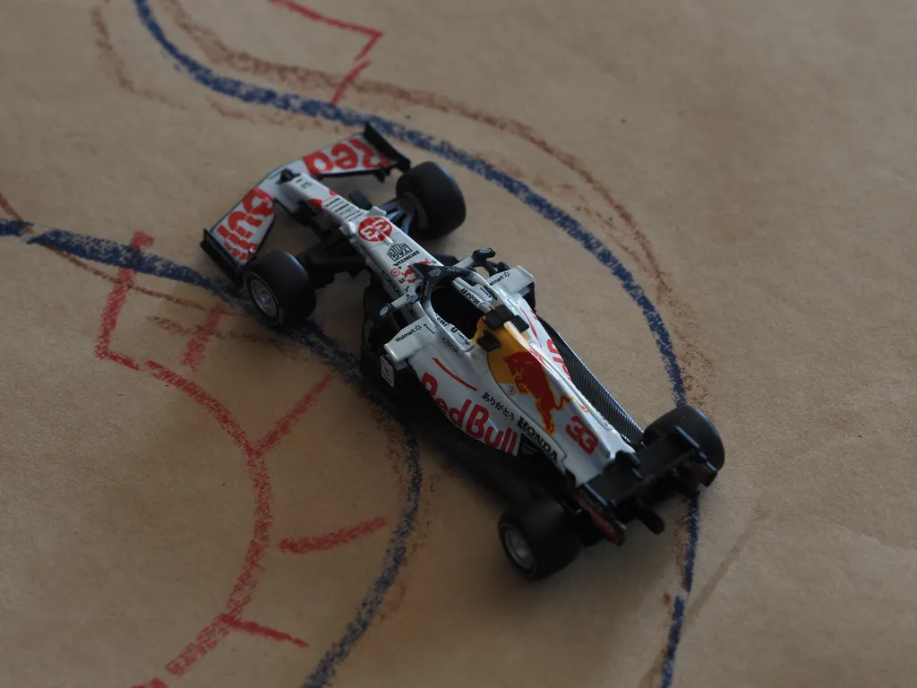 a race car on a hand drawn track