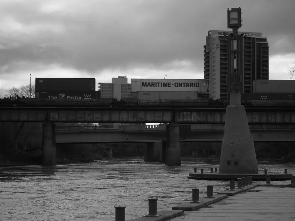 a rail bridge over a river