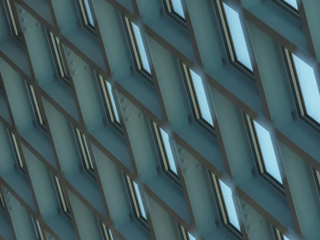 a diamond-shaped grid of windows