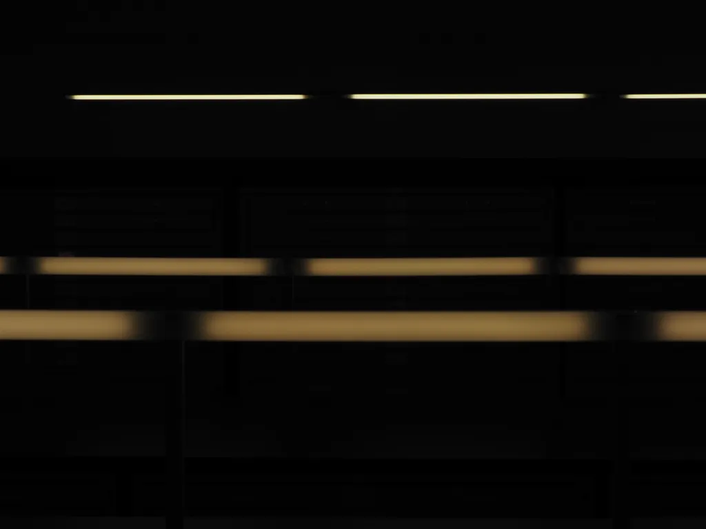 long bars of lights on a desk