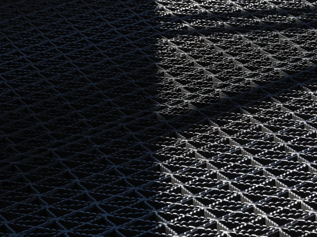 the grating floor of a bridge