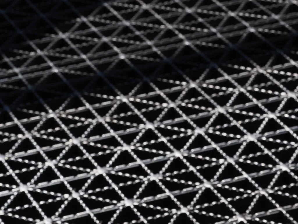 the grating floor of a bridge