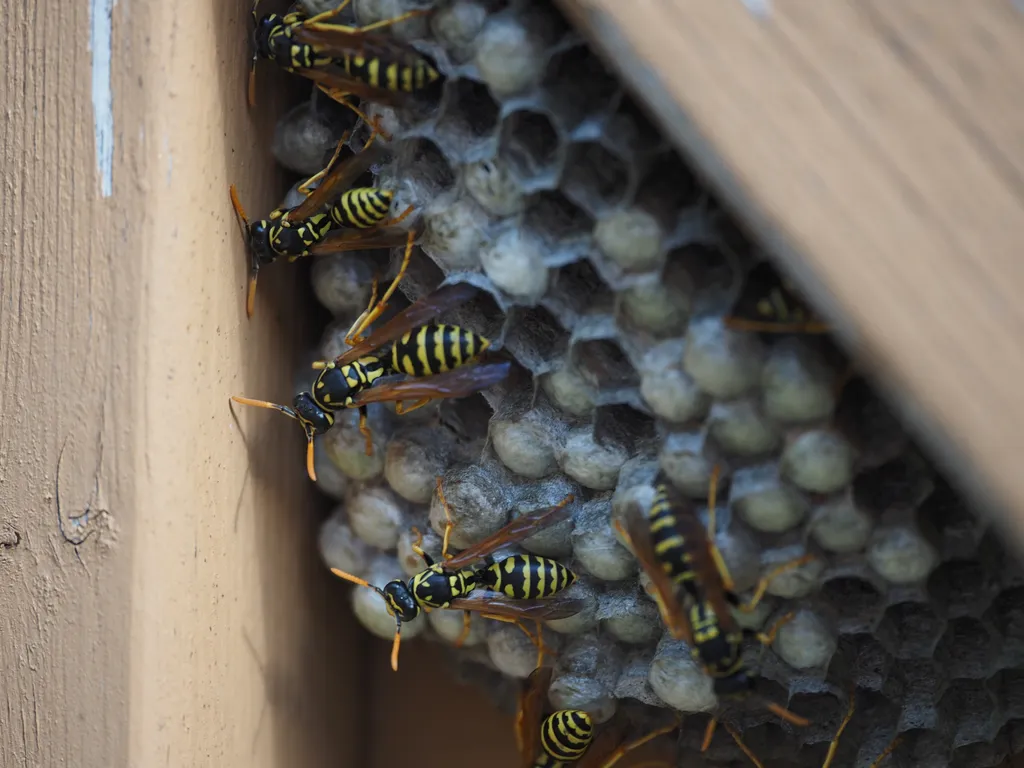 wasps on their nest