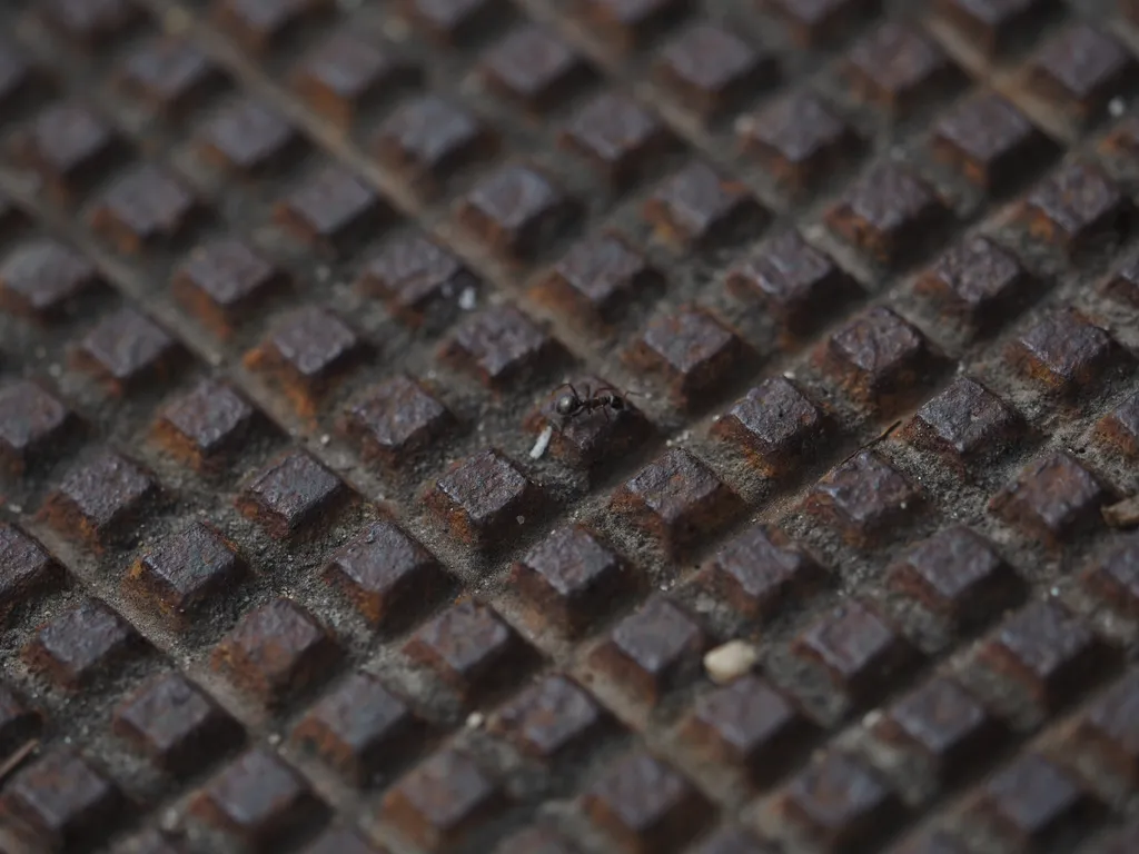 an ant on a manhole cover