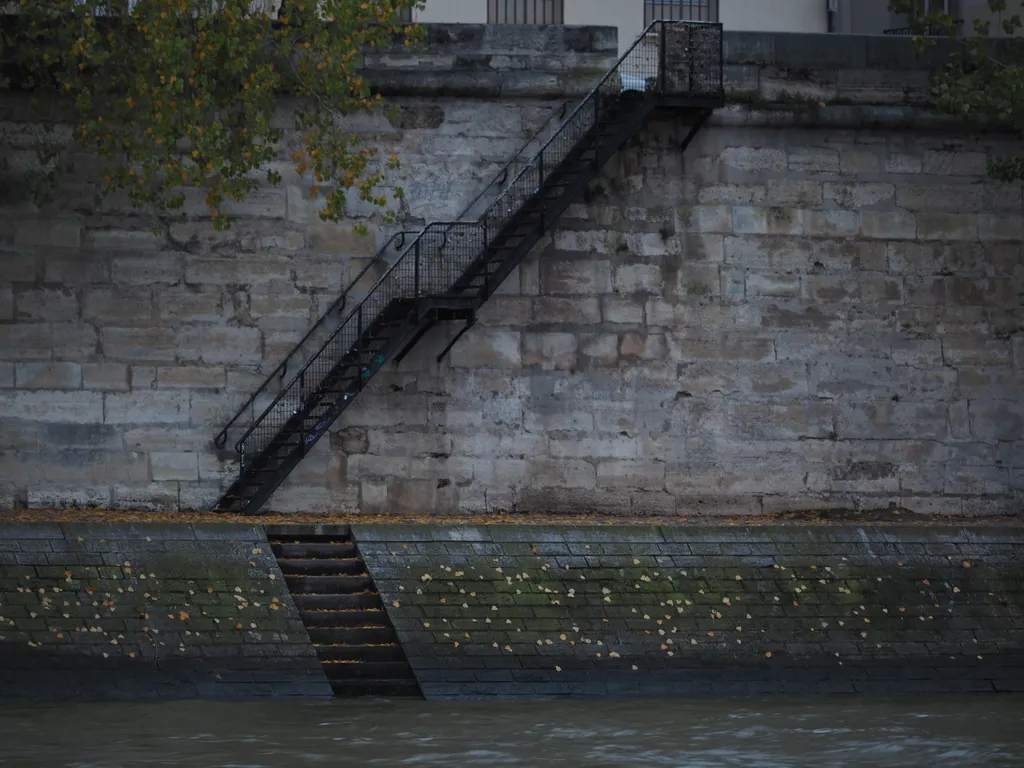 a staircase down to the river