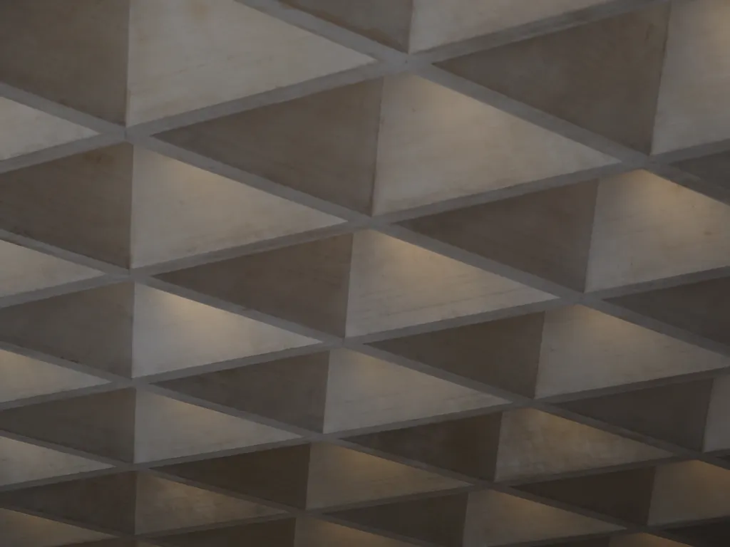 squares in a concrete ceiling