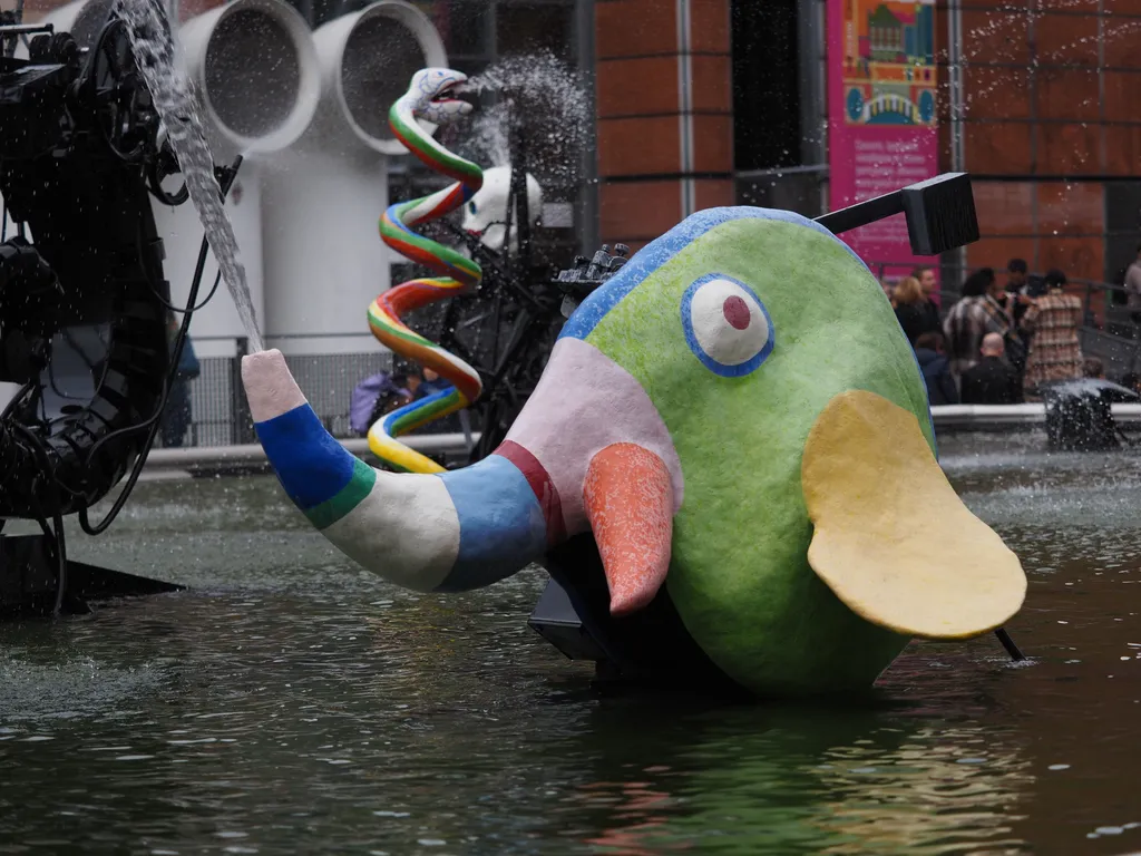 a large colourful elephant fountain