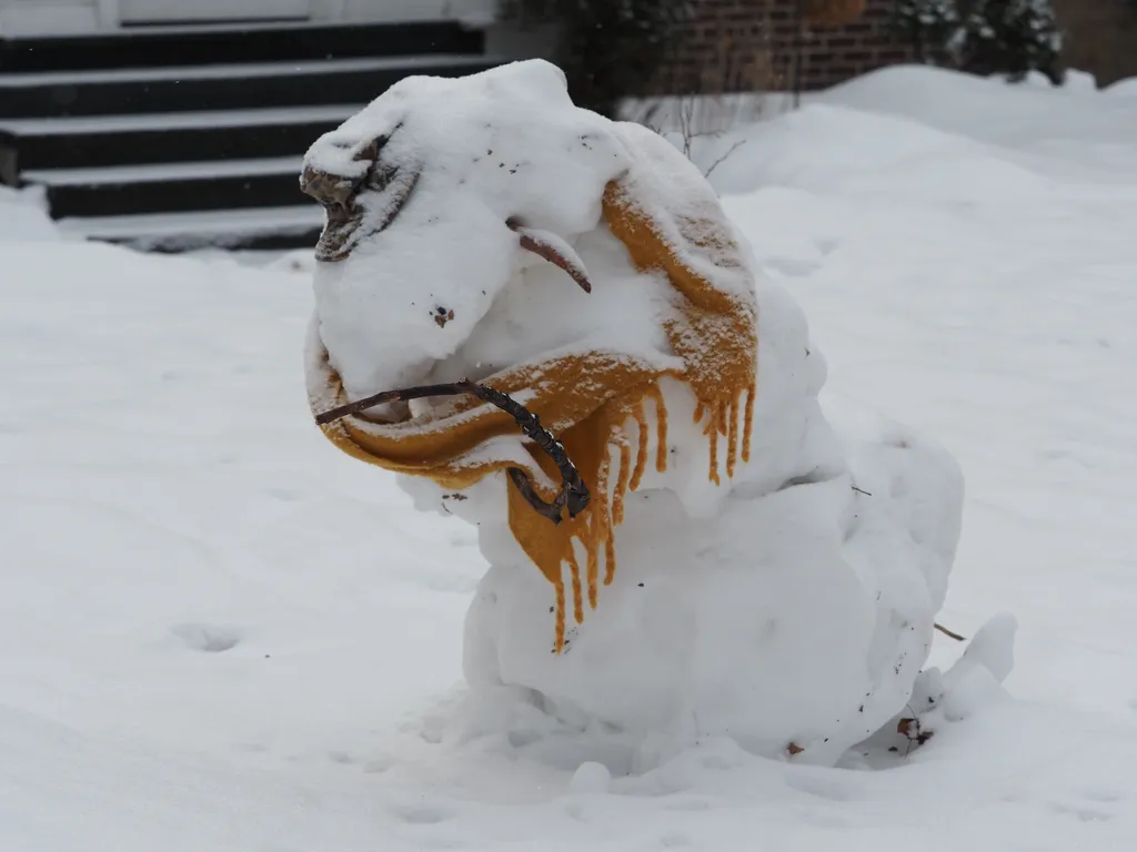 a collapsing snowman