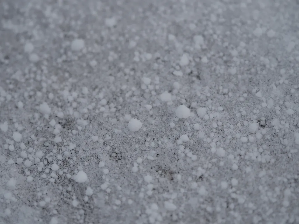 tiny round balls of snow