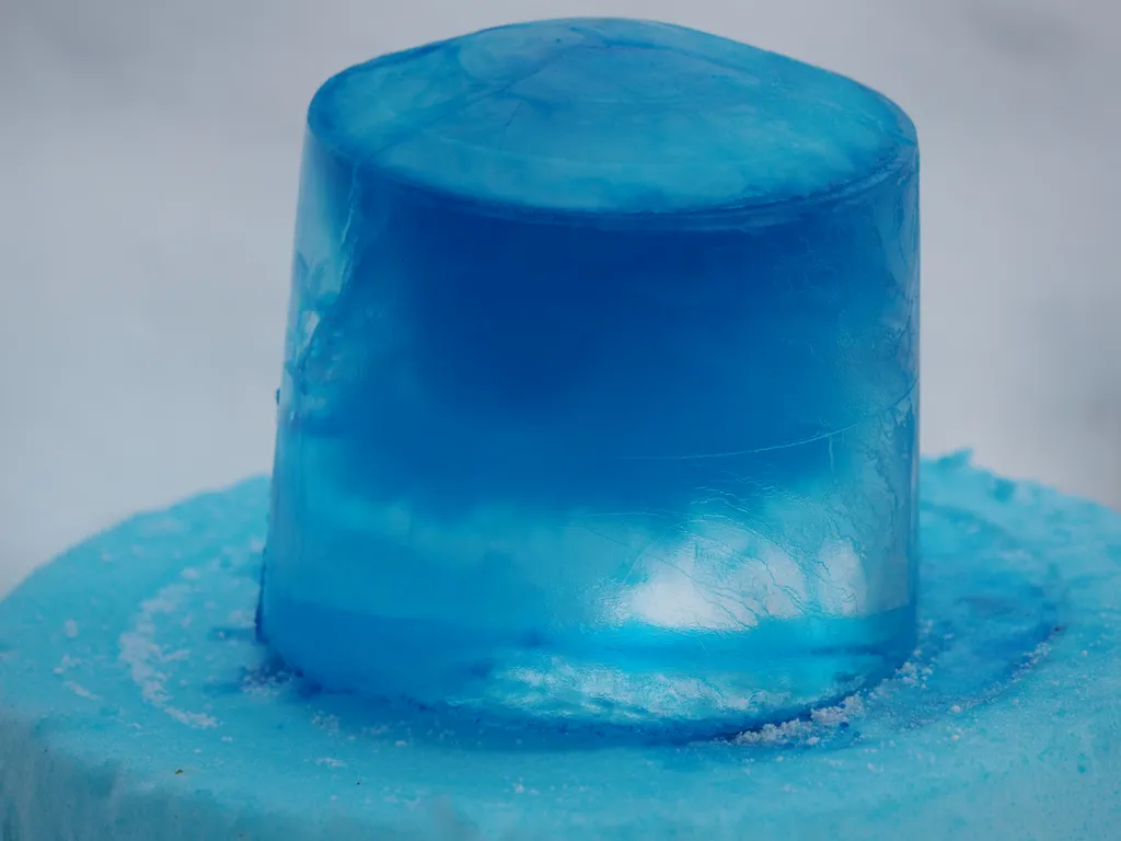 cylinders of blue ice