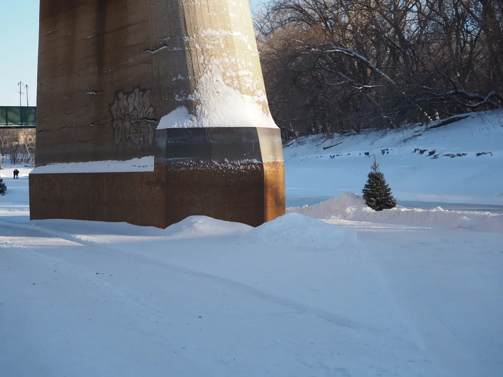 the concrete base of a bridge