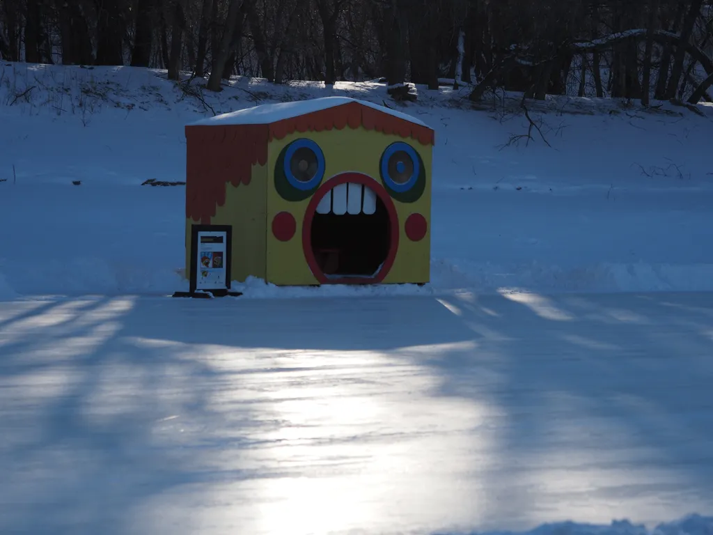 a colourful warming hut