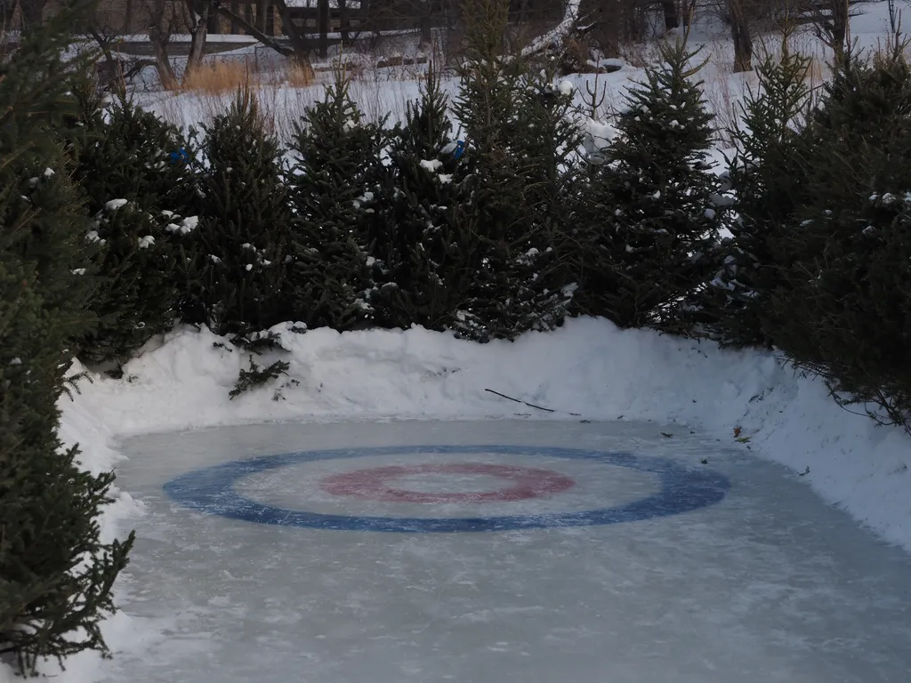 a curling rink on a river