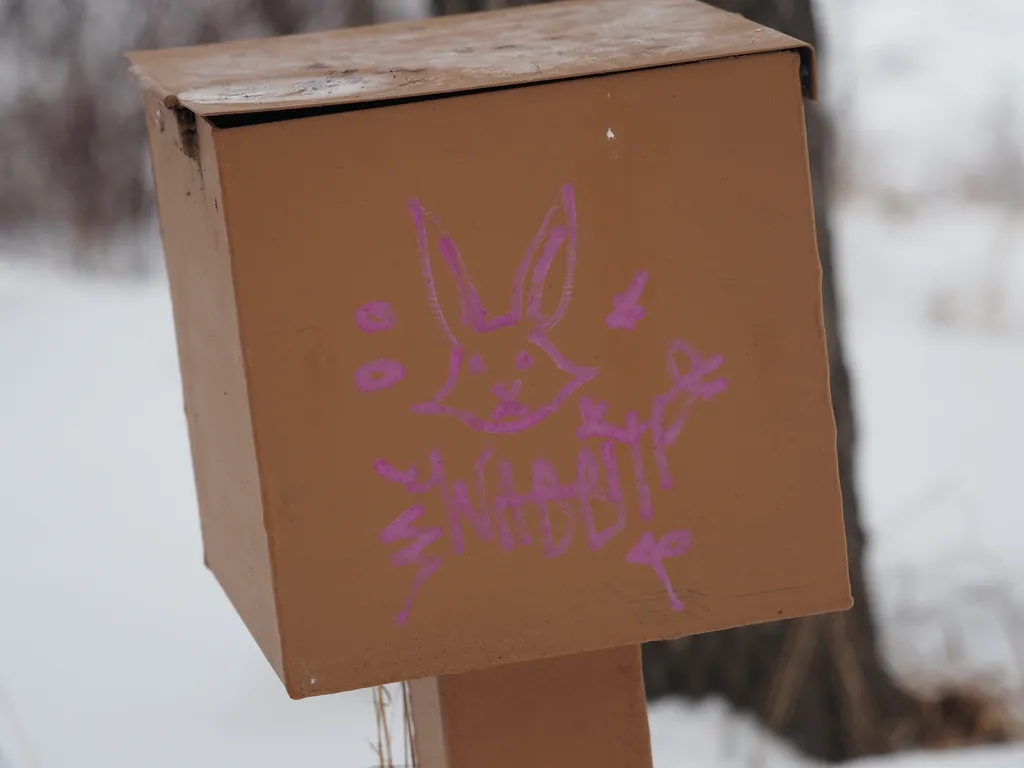 a rabbit drawn on a box