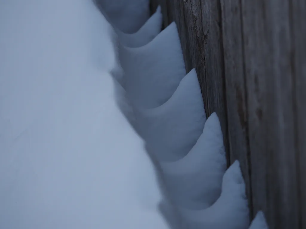 snow along a fence