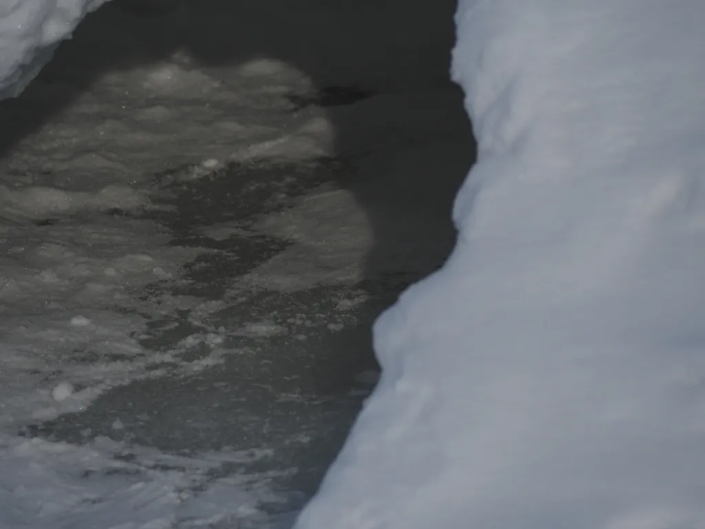 the inside of a snow hut