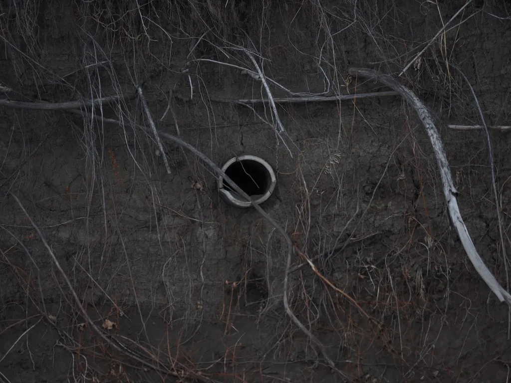 a sticking out of a sheer riverbank