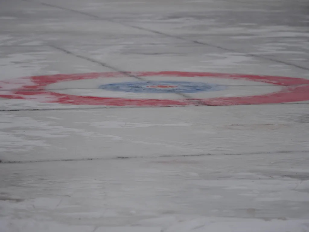 a curling rink on a river