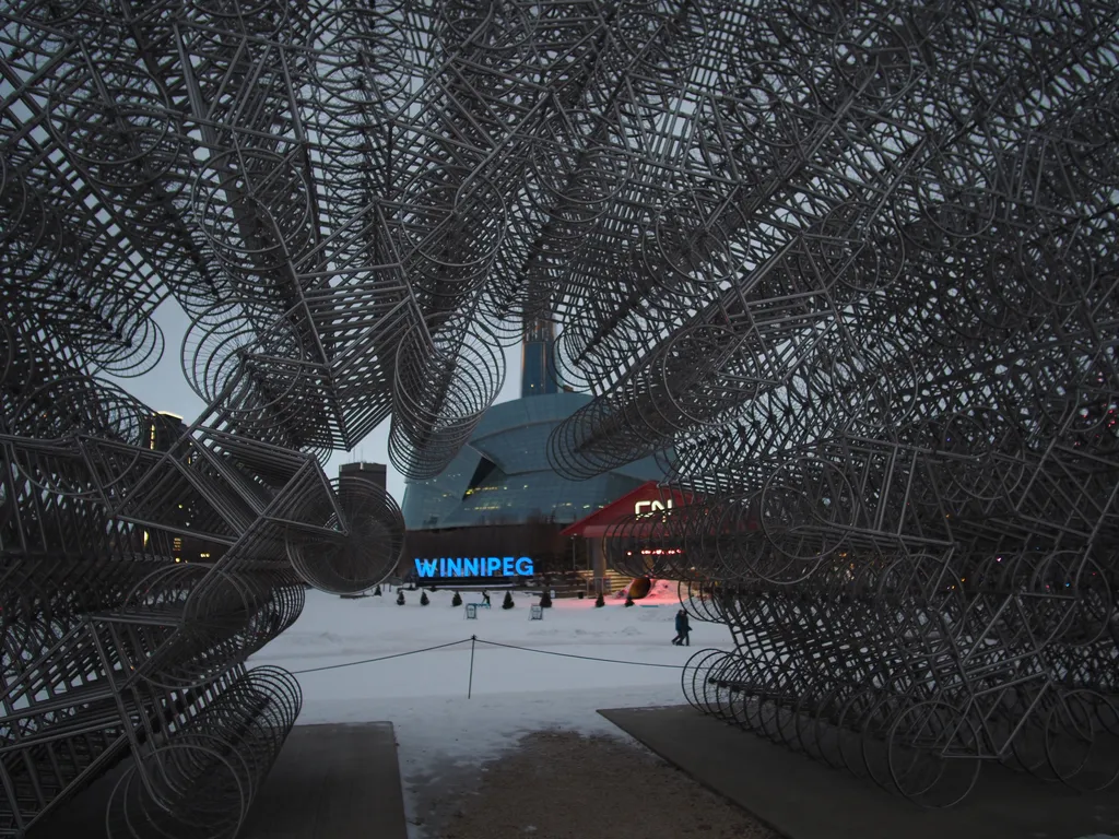 a sculpture made of hundreds of bike frames