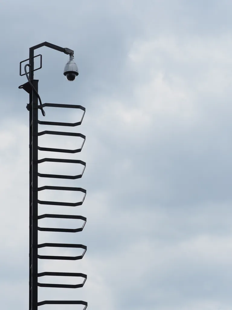 a ladder to a security camera