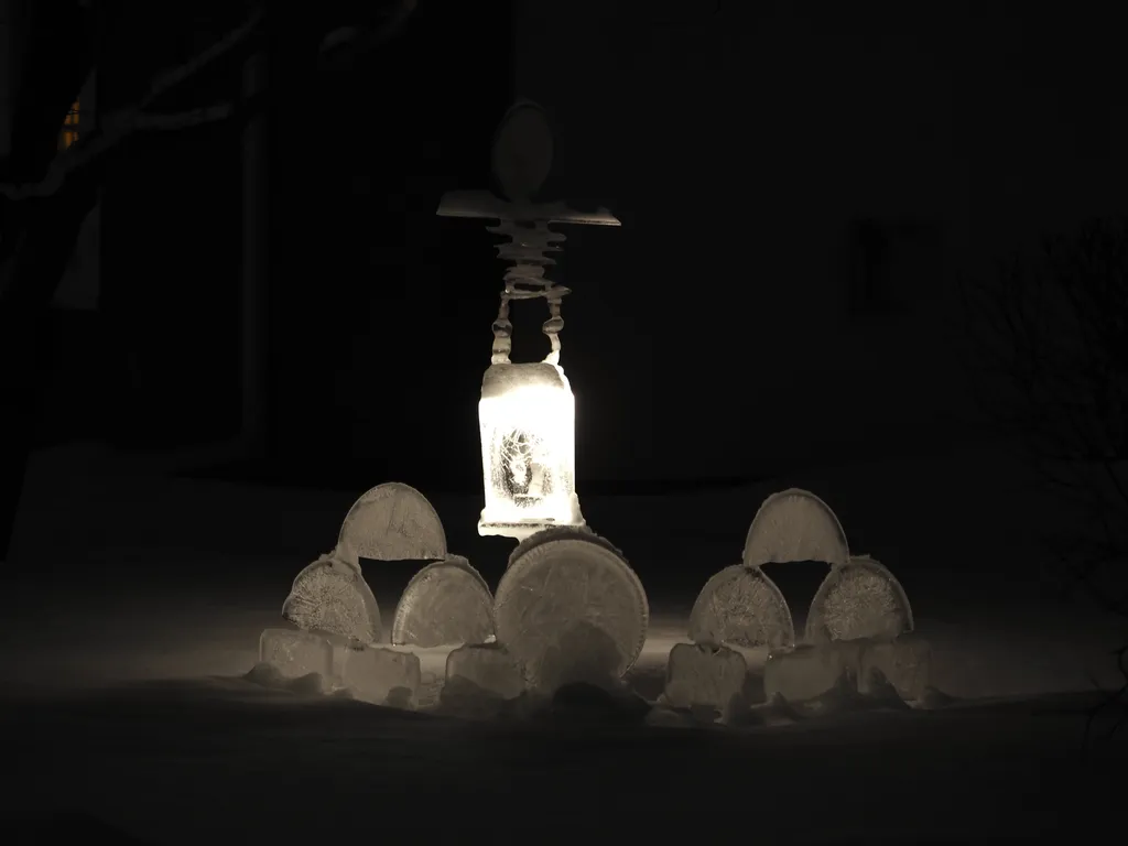 ice sculptures on a lawn