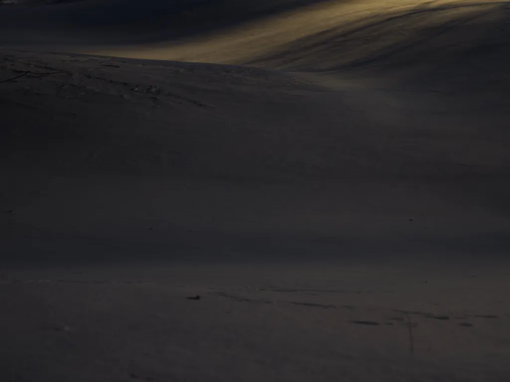 snow lit up at night