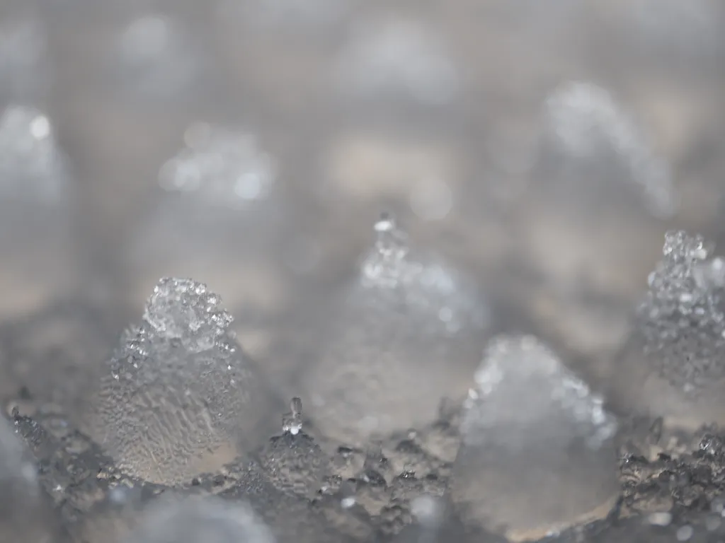icicles formed on the upturned lid of a food container